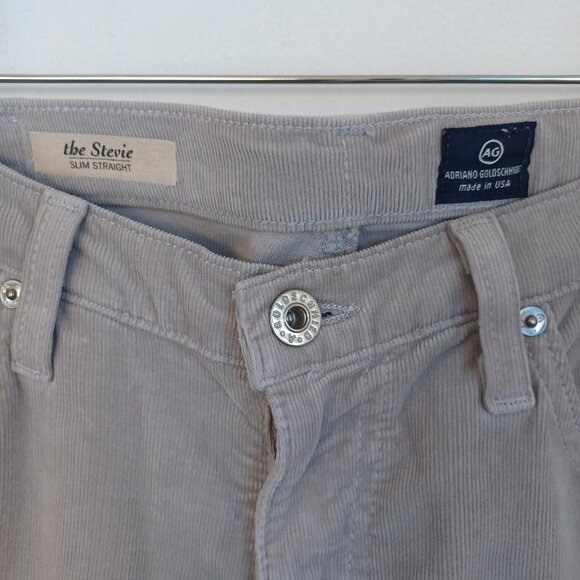 AG Jeans The Stevie Slim Straight Light Gray Corduroy Pants Womens 30 R - Picture 4 of 11
